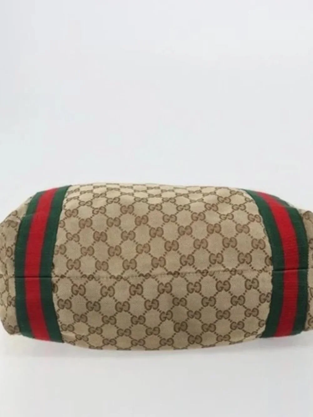 GUCCI GG Canvas Web Sherry Line Tote Bag Beige 189669 Auth mr2577A
